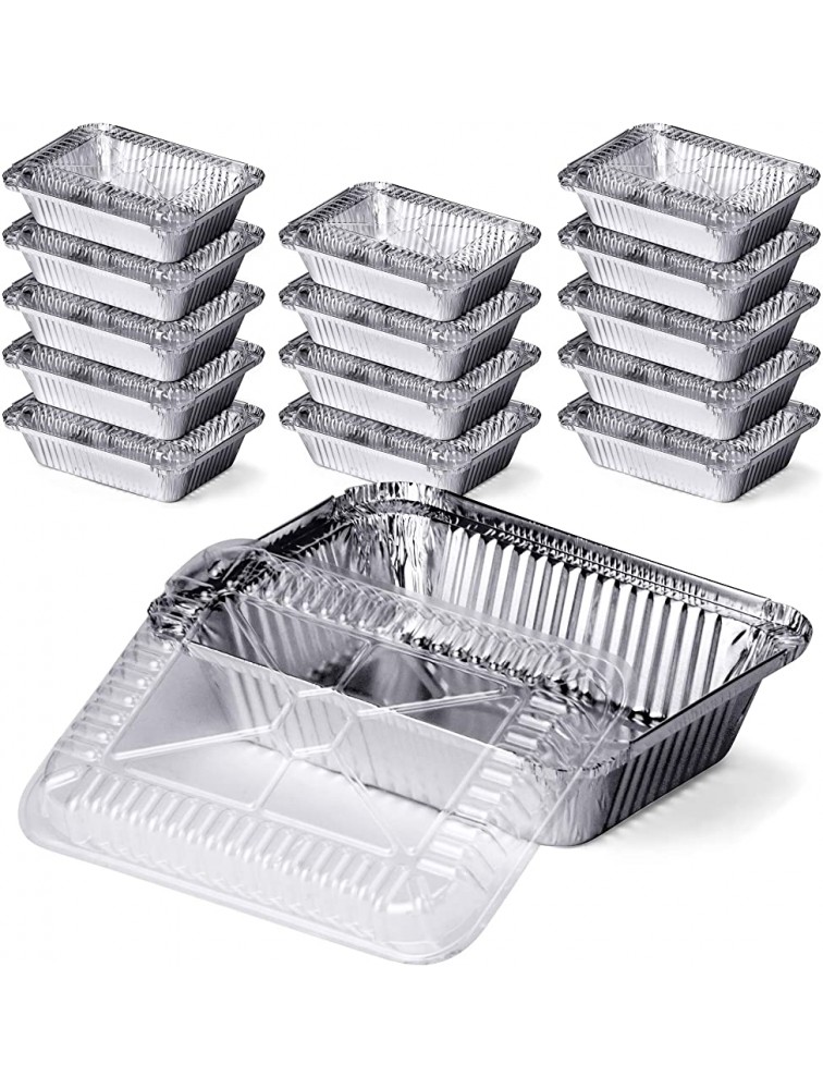 DecorRack 14 2.25 Lb Aluminum Pan with Dome Lid Heavy Duty Rectangular Tin Foil Pans Perfect for Reheating Baking Roasting Meal Prep To-Go Containers Environmentally Friendly Pack of 14 - B79UHBO5R