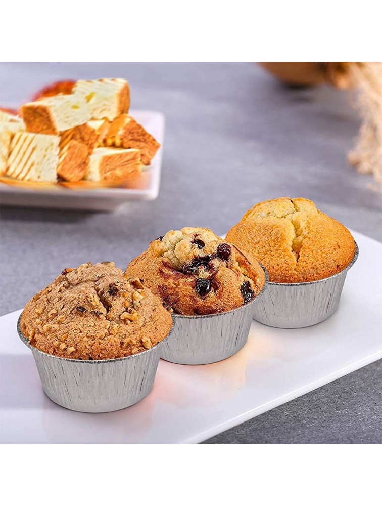 Disposable Round Aluminum Foil Trays Containers Cake Cup Mini Tart Pans 3.2x3.2x1.4 Kitchen Baking BBQBarbecues Desserts Make Food For Kids Heat Food At Family Dinner Friends Dinner Party Wedding - BKEVDY7QX