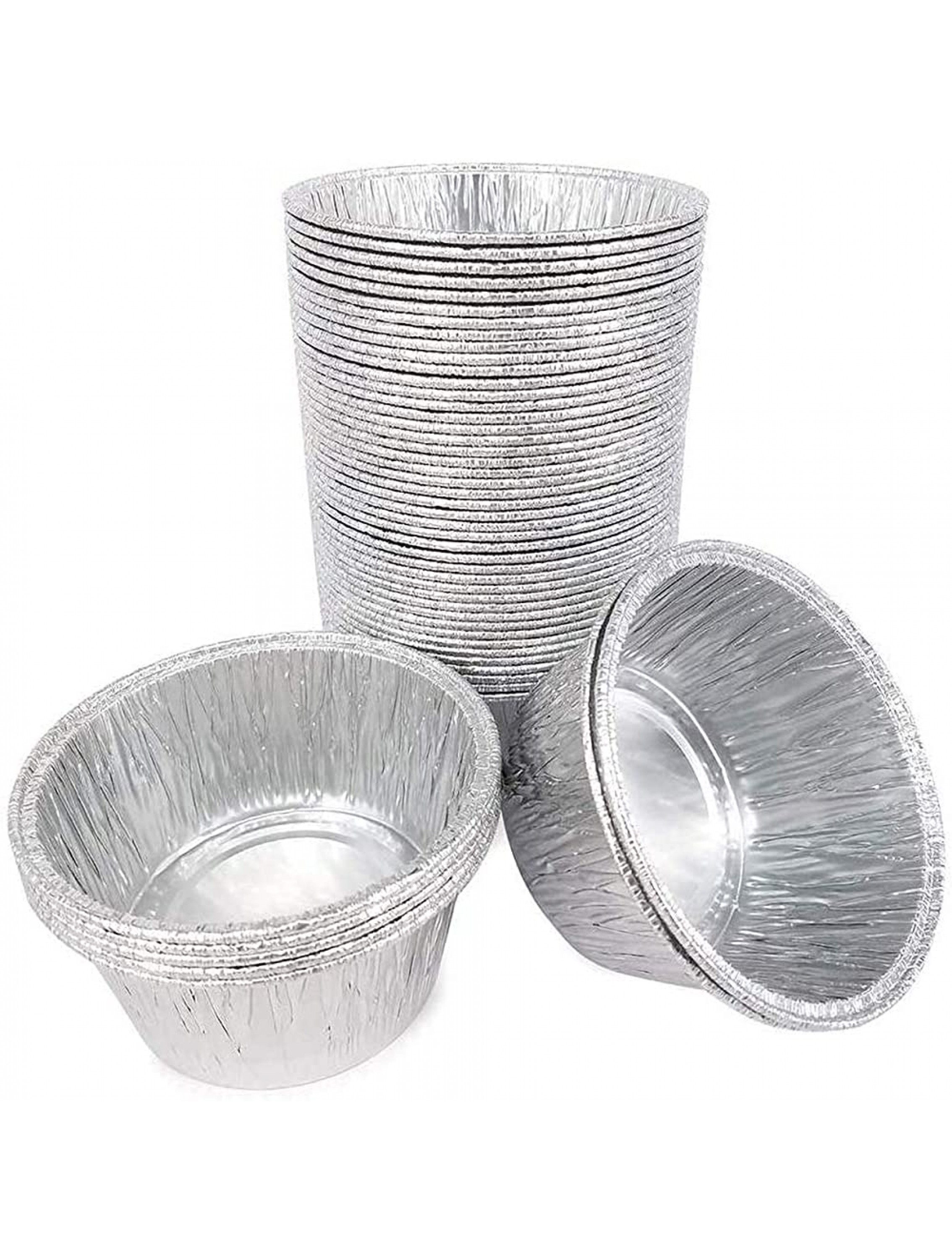 Disposable Round Aluminum Foil Trays Containers Cake Cup Mini Tart Pans 3.2x3.2x1.4 Kitchen Baking BBQBarbecues Desserts Make Food For Kids Heat Food At Family Dinner Friends Dinner Party Wedding - BQUKS73YD
