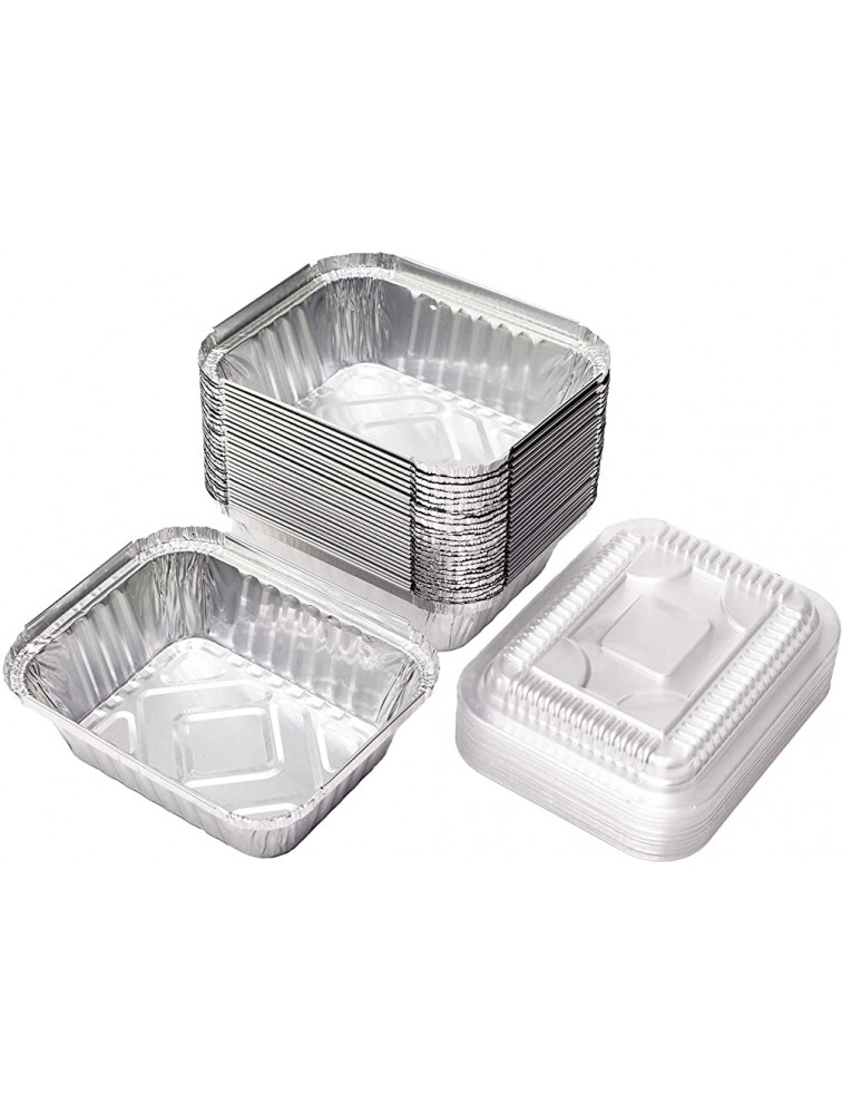 Elite Selection 1lb Aluminum Foil Pans – Reusable and Disposable Foil Pans – Stackable Foil Pans with Plastic Lids – Oven & Freezer Safe – 50 Piece Set 1LB Plastic Lids - B52D6VBOW
