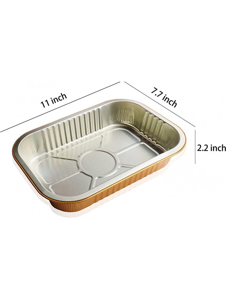 Golden Thickened Disposable Baking Pans 2200 ML More Load-Bearing Disposable Food Containers with Lids Aluminum Foil Pans for Cooking Baking BBQ Freezing Meal Prep To Go Containers 10 Sets - BOA6VL6K9