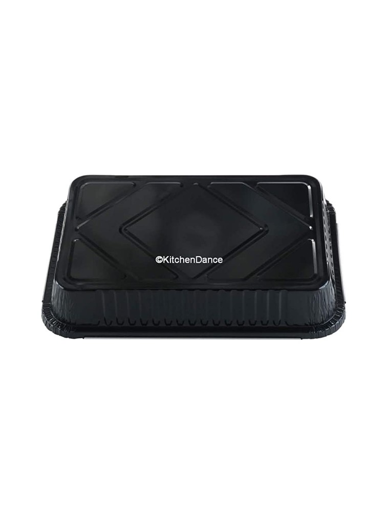 KitchenDance Disposable Colored Aluminum 4 Pound Oblong Pans with Board Lids #52180L Black 25 - B1XYR7G65