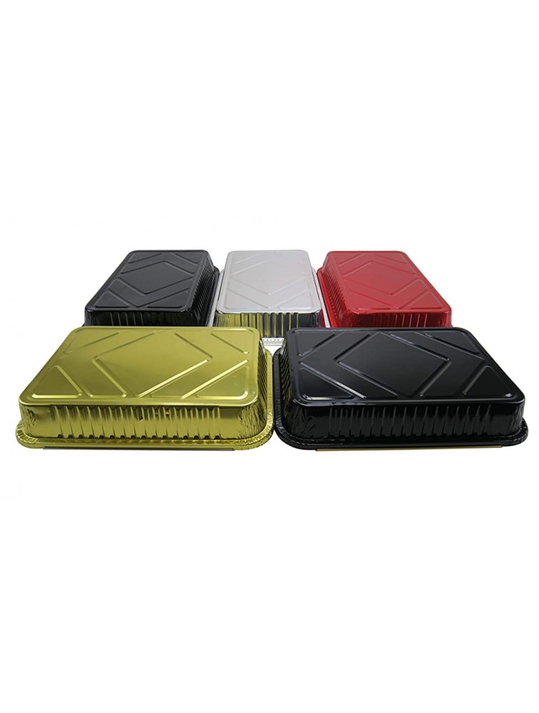 KitchenDance Disposable Colored Aluminum 4 Pound Oblong Pans with Board Lids #52180L Red 25 - BML306G0W