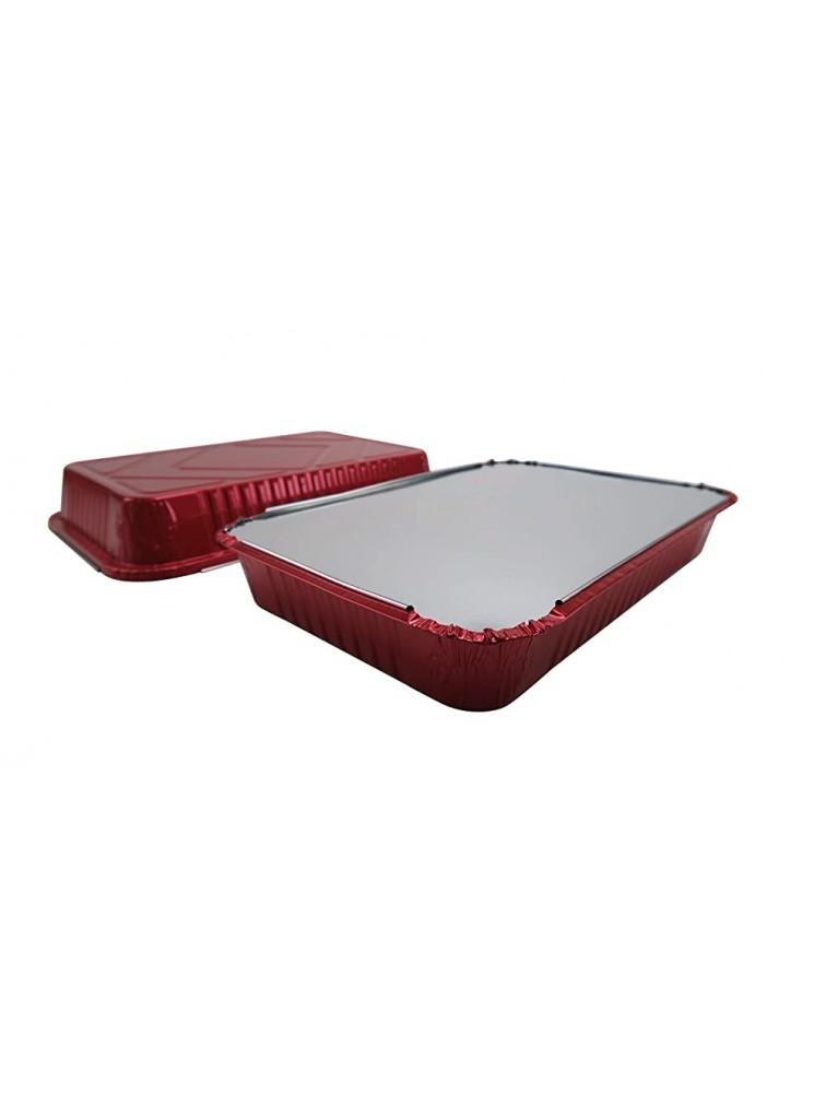 KitchenDance Disposable Colored Aluminum 4 Pound Oblong Pans with Board Lids #52180L Red 25 - BML306G0W