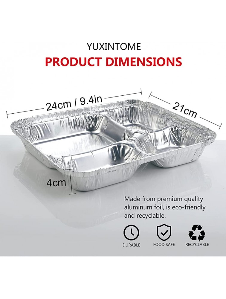 NC 680ML Four Grid Foil Pans with Lids Disposable Food Containers 30 Foil Pans and 30 Lids Great for Baking Cooking Storing Prepping Food Aluminum Foil Containers with Strong Seal Silver - B1PCT2QLS