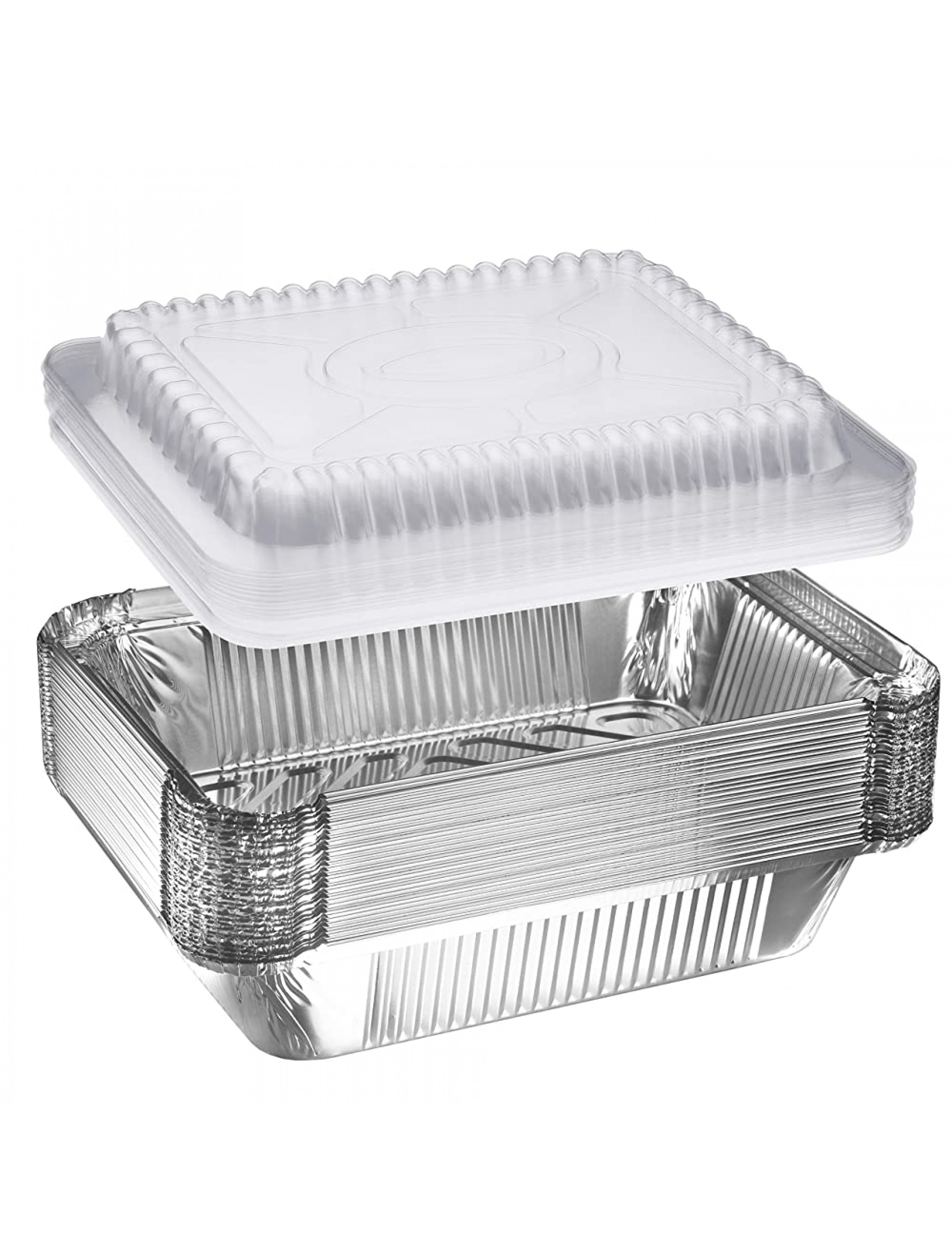 NYHI 30-Pack Heavy Duty Disposable Aluminum Oblong Foil Pans with Plastic Covers Recyclable Tin Food Storage Tray Extra-Sturdy Containers for Cooking Baking Meal Prep Takeout 8.4 x 5.9 2.25lb - BZN0HJ991