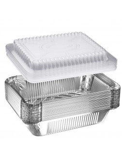 NYHI 30-Pack Heavy Duty Disposable Aluminum Oblong Foil Pans with Plastic Covers Recyclable Tin Food Storage Tray Extra-Sturdy Containers for Cooking Baking Meal Prep Takeout 8.4" x 5.9" 2.25lb - BZN0HJ991