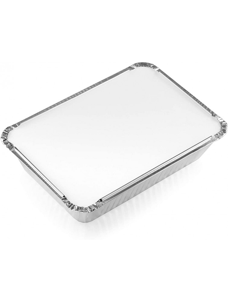 NYHI 50-Pack Heavy Duty Disposable Aluminum Oblong Foil Pans with Lid Covers Recyclable Tin Food Storage Tray Extra-Sturdy Containers for Cooking Baking Meal Prep Takeout 8.4 x 5.9 2.25lb - BWXEOMYRQ