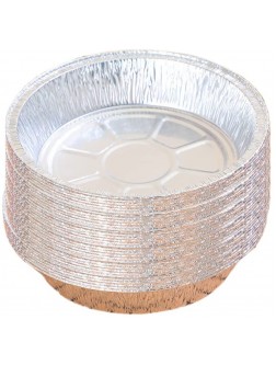 TTDWH 8 Inch Round Tin Foil Pans for Air Fryer,50 Pack Disposable Aluminum Foil Pans,Durable Safe Round Foil Pie Pans for Baking,Freezing,and Storage - B7WOCJ0CY