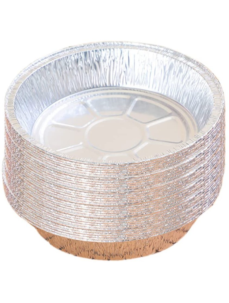 TTDWH 8 Inch Round Tin Foil Pans for Air Fryer,50 Pack Disposable Aluminum Foil Pans,Durable Safe Round Foil Pie Pans for Baking,Freezing,and Storage - B7WOCJ0CY