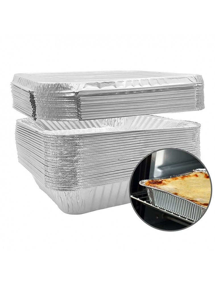 YOHI 9"x13" Aluminum Pans with Lids25 Packs,Deep Half-Size Disposable Aluminum Foil Covers Pans,Food for Catering Cooking,Baking,Grilling,Prepping and Storing Food - BJF6P5O2L