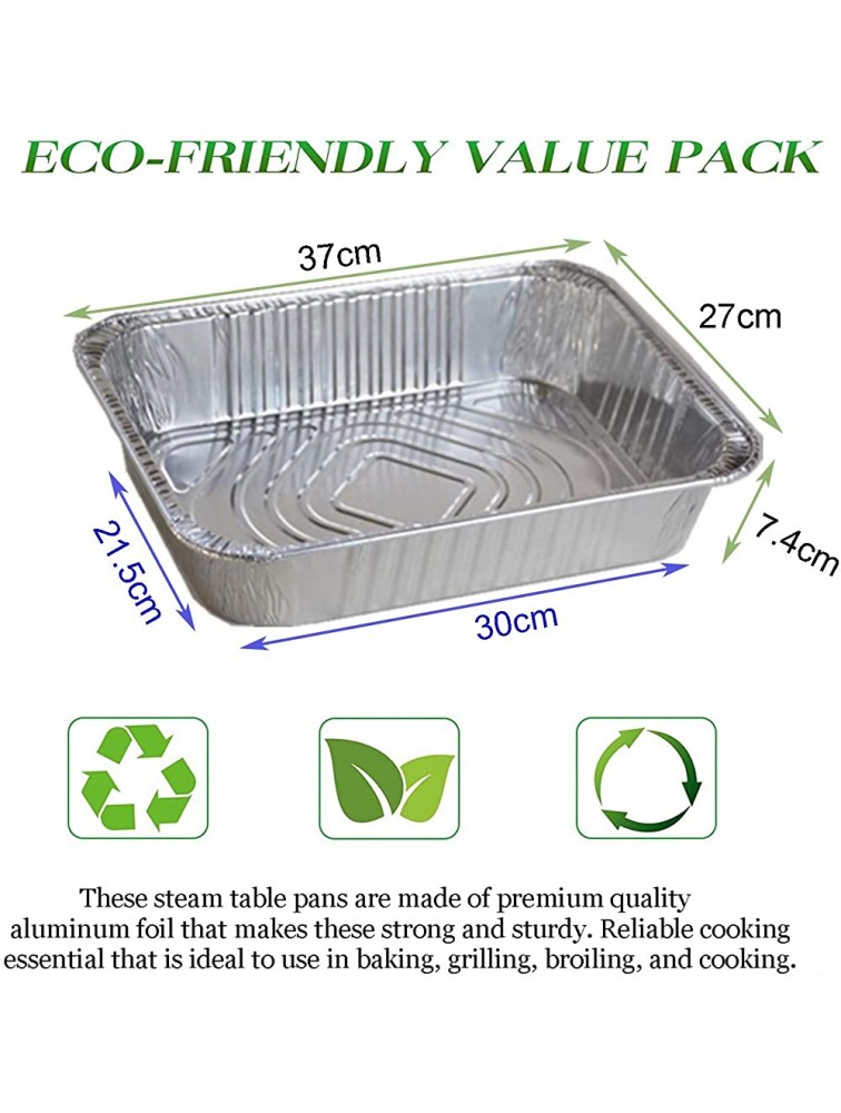 YYFANGYF Disposable Cookware Heavy Duty Disposable Aluminum Oblong Foil Pans 100% Recyclable Tin Food Storage Tray for Bakeries Cafes Restaurants Color : Silver-50pcs Size : 37x27x7.4cm - B8UEGCKBF