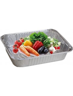 YYFANGYF Disposable Cookware Heavy Duty Disposable Aluminum Oblong Foil Pans 100% Recyclable Tin Food Storage Tray for Bakeries Cafes Restaurants  Color : Silver-50pcs  Size : 37x27x7.4cm  - B8UEGCKBF