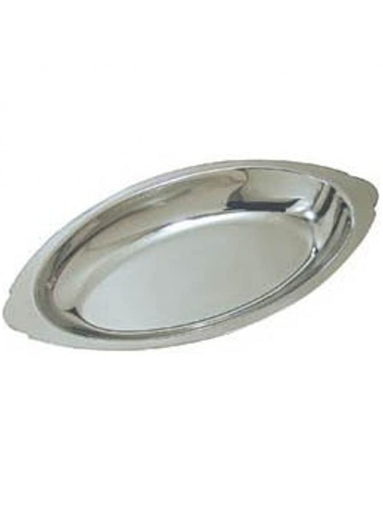 15 oz. Ounce Stainless Steel Oval Au Gratin Serving Dish Pan Platter Set of 2 - B2LXZSJFS