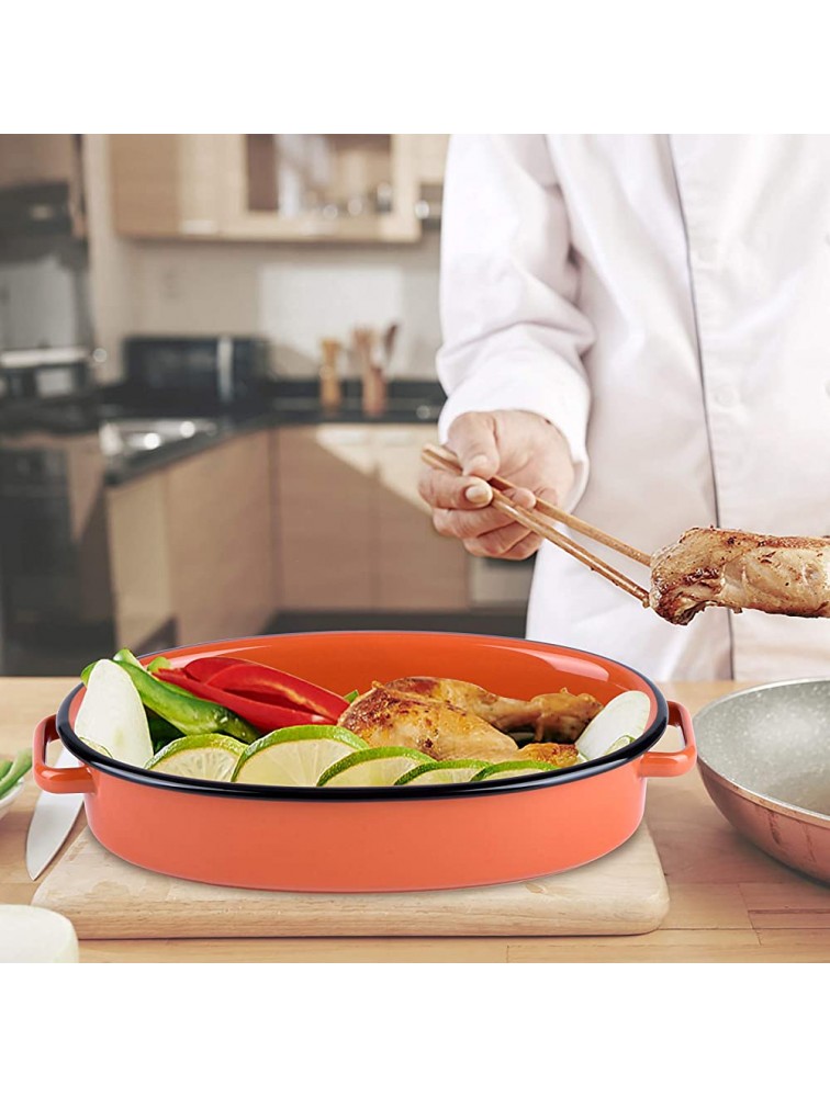 Au Gratin Pans Set NEWANOVI Ceramic Baking Dish Oval Baking Pans Lasagna Pans for Cooking Kitchen Cake Dinner Banquet and Daily Use 11 inch 8.7 inch 6.3inch Orange Red - BM7KT7TAU
