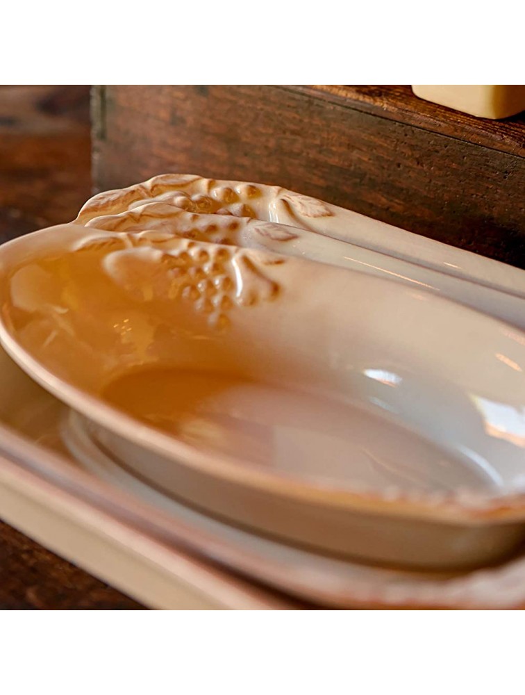 Casafina Madeira Harvest collection Stoneware Serveware Oval gratin vanilla crème 10'' - B7ZBLBOGB