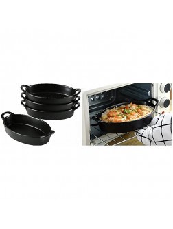 Porcelain Bakeware Set of 4 Oval Au Gratin Baking Lasagna Dishes Black de - BLE3813D9