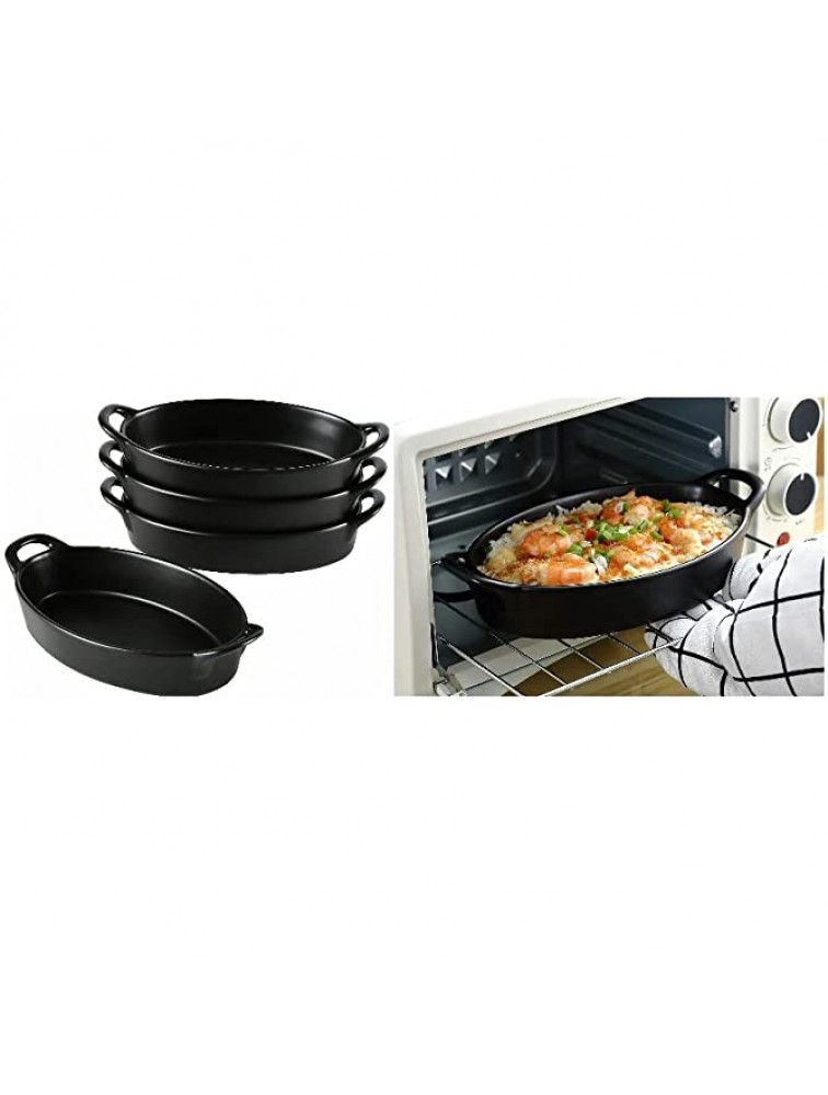 Porcelain Bakeware Set of 4 Oval Au Gratin Baking Lasagna Dishes Black de - BLE3813D9