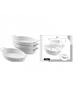 Porcelain Bakeware Set of 4 Oval Au Gratin Baking Lasagna Dishes White de - BNR6QM4FR