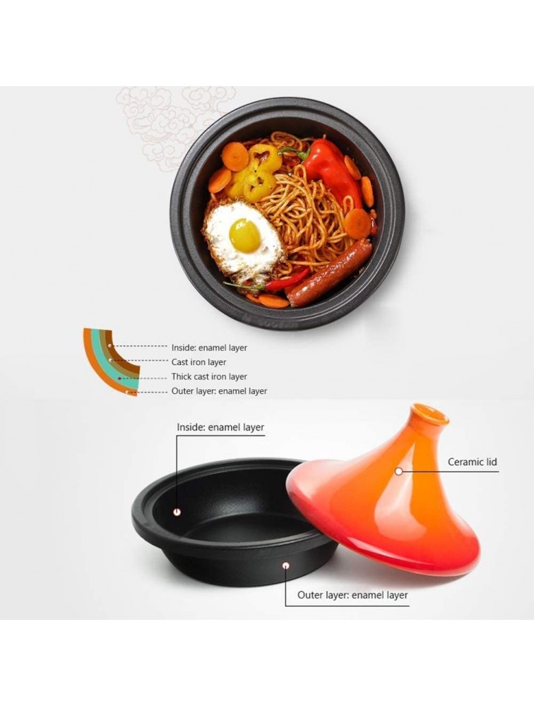 Chinese pottery -Cooker Pot 10.6 Tagine Cooking Pot|Enameled Cast Iron Pot with Ceramic Lid|Suitable for Microwave Ovens and Open Flame Stoves Color : Orange - BW966PJGB
