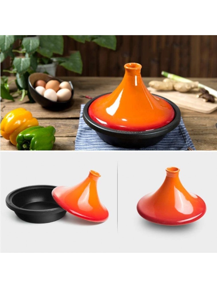 Chinese pottery -Cooker Pot 10.6" Tagine Cooking Pot|Enameled Cast Iron Pot with Ceramic Lid|Suitable for Microwave Ovens and Open Flame Stoves Color : Orange - BW966PJGB