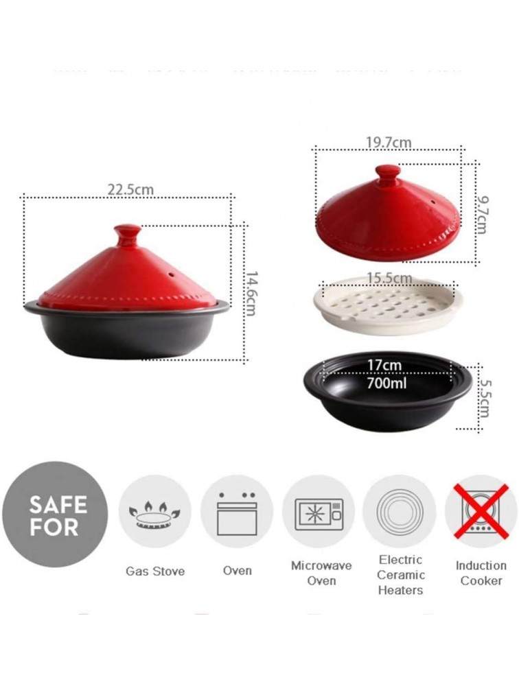 Chinese pottery -Cooker Pot 17cm Ceramic Casserole|High Temperature Resistance Braised Rice Pot|Household Steamer Stew Pot for Most Open Flame Cookware - BQO59R1W3