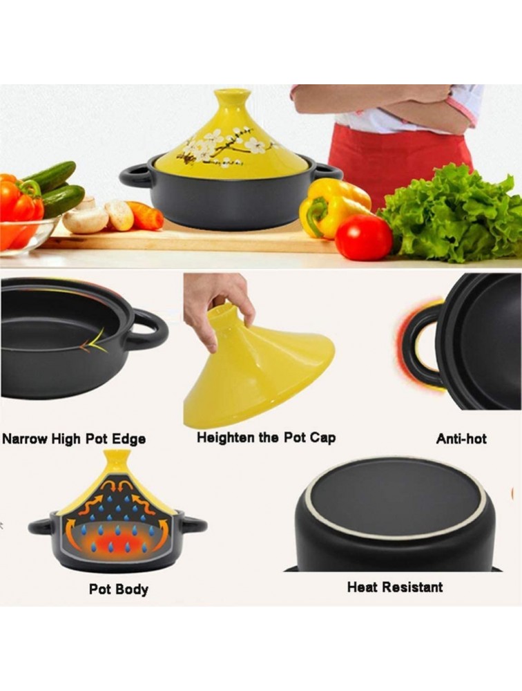 Chinese pottery -Cooker Pot Braiser Pan with Ceramic|Moroccan Tagine Cooking Pot|for Different Cooking Styles and Temperature Settings Color : Yellow - B75GYNS91