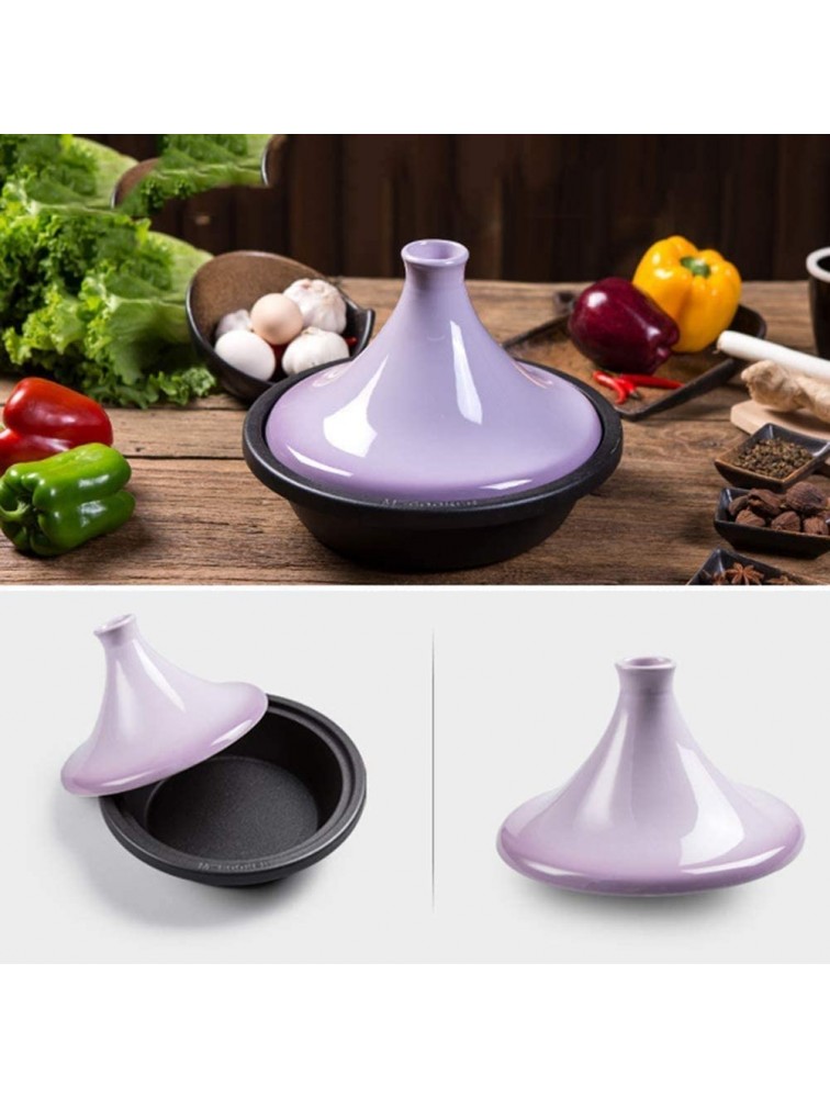 Chinese pottery -Cooker Pot Home Cast Iron Tagine Pot|for Most Open Flame Cookware|Steamer Cooking Pot with Ceramic Lid for Kitchen Color : Purple - B2K4M3BVJ