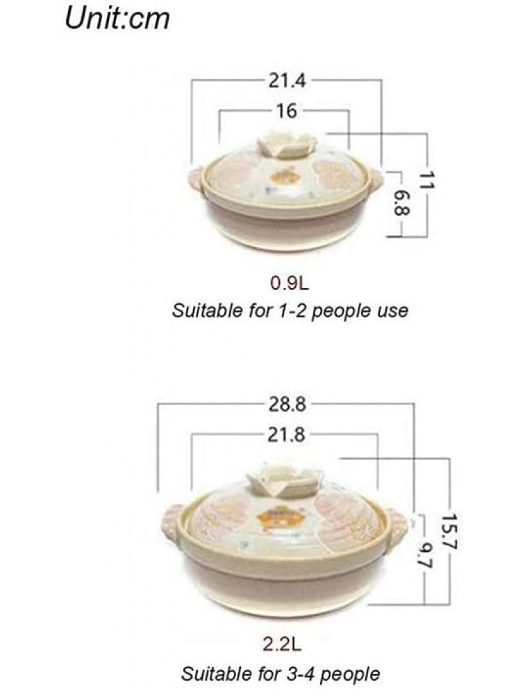Z-COLOR Household Round Ceramic Casserole with Lid,Printed Earthenware Clay Pot,Clay Rice Cooker,Heatresistant Stockpot Stew Pot,Health Saucepan Sakura Size : 0.9l - B54OMQZ1I