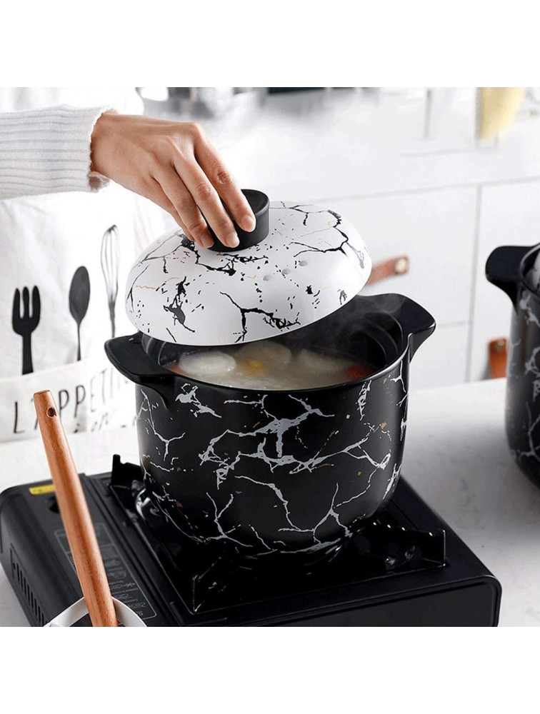 Z-COLOR Household Soup Casserole Round Pattern Ceramic Stockpot,deep Ceramic Casserole with Lid,clay Pot Earthen Pot Cooker Healthy Cookware Black Size : 4.5L - BJQOTSFOW