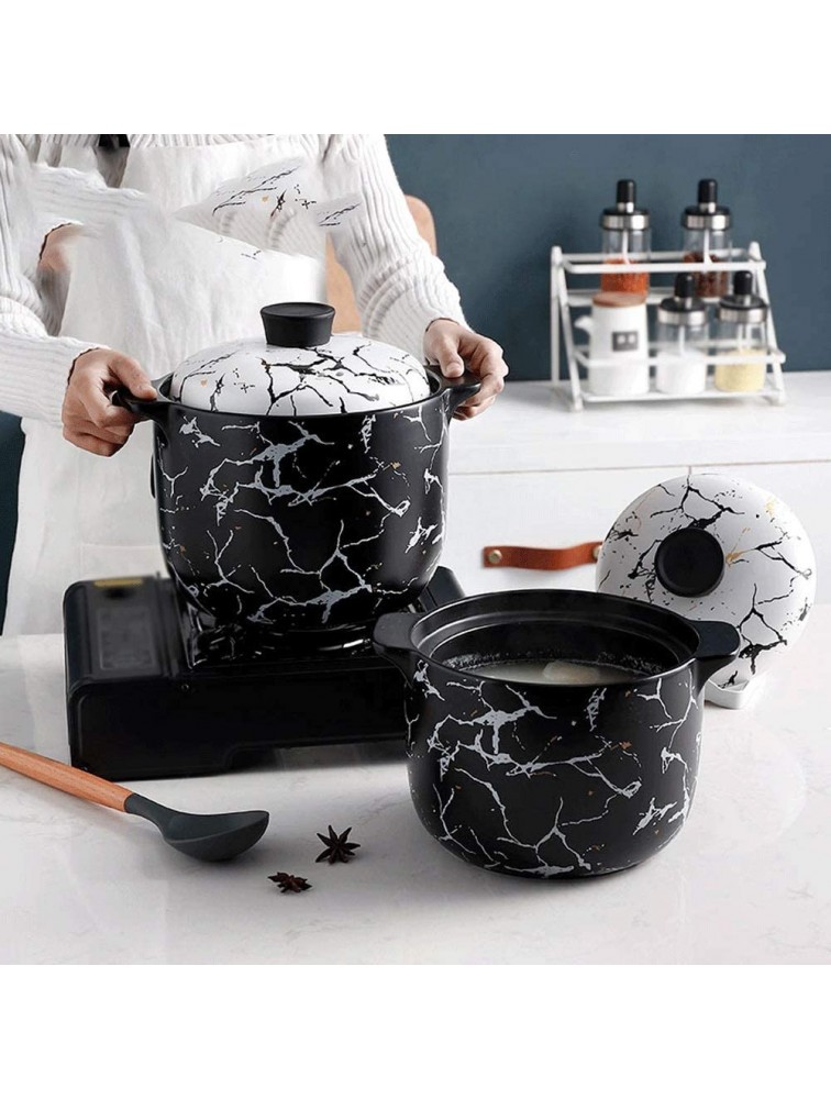 Z-COLOR Household Soup Casserole Round Pattern Ceramic Stockpot,deep Ceramic Casserole with Lid,clay Pot Earthen Pot Cooker Healthy Cookware Black Size : 4.5L - BJQOTSFOW