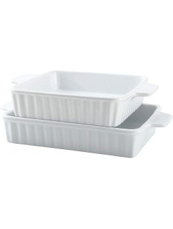 406 Ceramic Bakeware Set of 2 Rectangular Lasagna Pan Dish 2 Sizes White – WQ02 - BWFON2V6Y