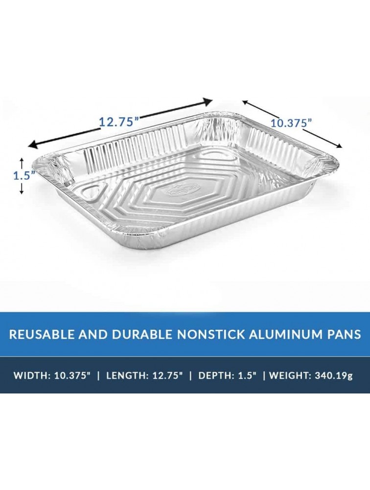Aluminum Half Size Shallow Pan | 12.75 x 10.375 Cookware Perfect for Cakes Bread Lasagna or Lunchbox 10 - B540QAHXI