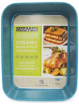 casaWare Ceramic Coated NonStick Lasagna Roaster Pan 13 x 10 x 3-Inch Blue Granite - BJIZG8ZCG