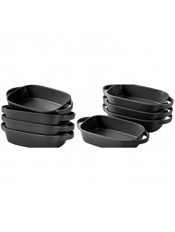 Ceramic Bakeware Set of 4 Rectangular Lasagna Pan Dish 7"x5"Matte Black de - BKDE8MG8A