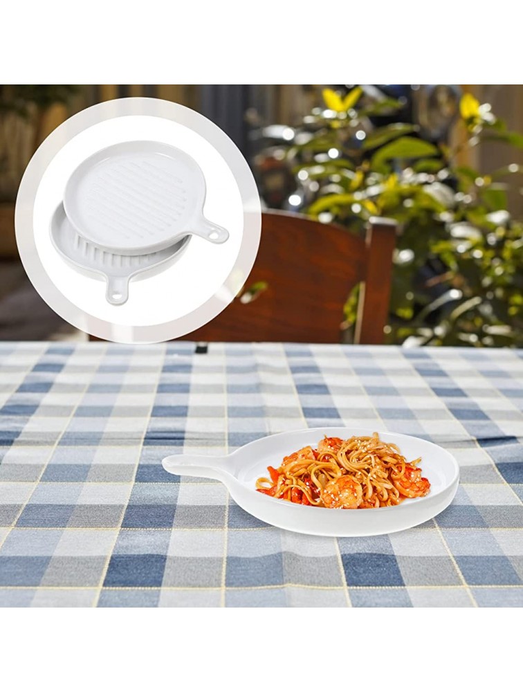 Ceramic Baking Dish Lasagna Pan: 2pcs Round Baking Plate with Single Handle Porcelain Roasting Lasagna Pan Ceramic Bakewar for Home Kitchen - BD2WUQARE