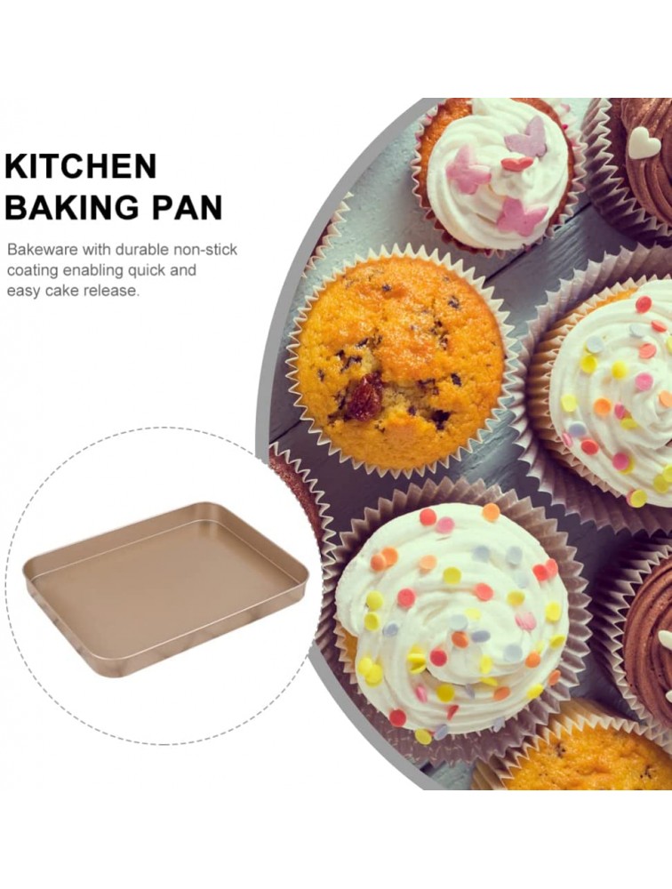 DOITOOL 2pcs Nonstick Bakeware Baking Pan Oblong Cake Pans Serving Tray Plate Lasagna Pan for Cooking Baking Dinner Breakfast Golden 10inch - B65R4W8XN
