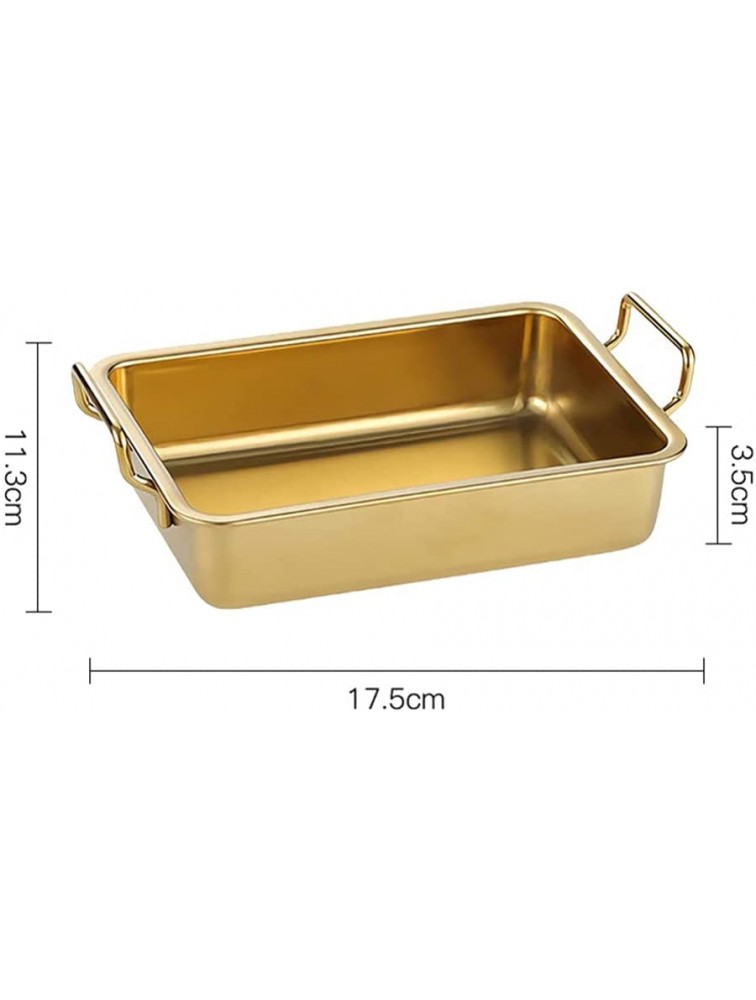 DOITOOL Lasagna Pan Brownie Pan Stainless Steel Serving Tray Cake Pan Fruits Tea Snack Plate with Double Handle Golden - BI4XD41GS