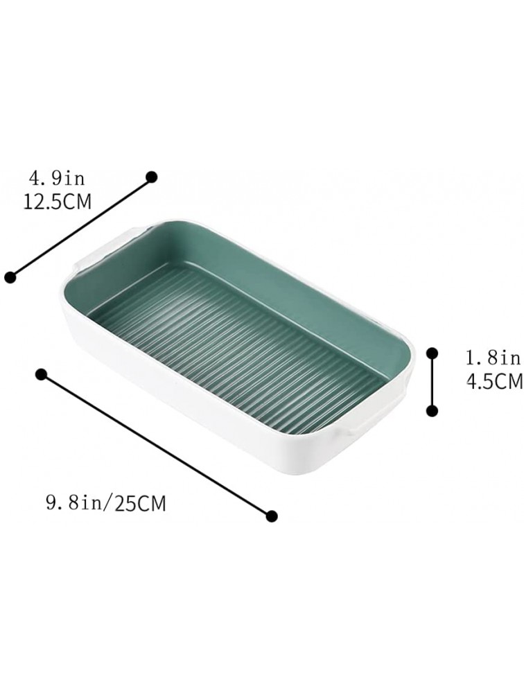 MHUI 9.8 x 4.9 x 1.8 Inches Ceramic Oven to Table Bakeware Dinner Plates for Oven Roasting Lasagna Pan with Handle Rectangle Dish Set of 2,A - BXEERVQ10