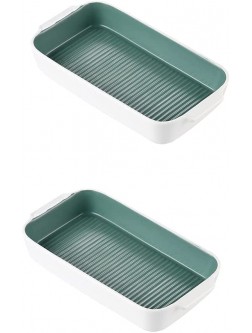 MHUI 9.8 x 4.9 x 1.8 Inches Ceramic Oven to Table Bakeware Dinner Plates for Oven Roasting Lasagna Pan with Handle Rectangle Dish Set of 2,A - BXEERVQ10