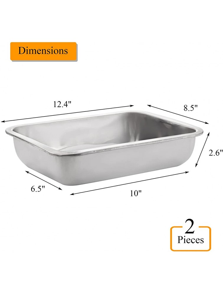 YOUEON Set of 2 Stainless Steel Deep Roasting Pan 12.4 x 8.5 x 2.6 Inch Heavy Duty Lasagna Baking Pan Set Rectangular Cake Pans Deep Baking Pans for Bread Meat Easy Clean & Dishwasher Safe - B03IQWJRK