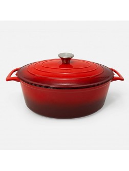 6 Qt Cast Iron Artisan Casserole Pan w Red Enamel Coating Oven and Stove top safe Versatile for All Dishes - BD8J1UHS4