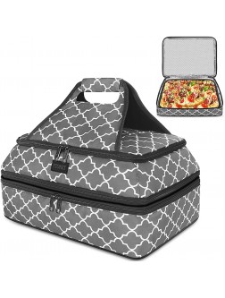 Casserole Carrier Removable Casserole Carriers for Hot or Cold Food Double Lasagna Holder Tote with Tableware layer Insulated Lunch Food Bag for Potlucks Parties Picnics Beaches Camping Grey - BBKFH3B5J