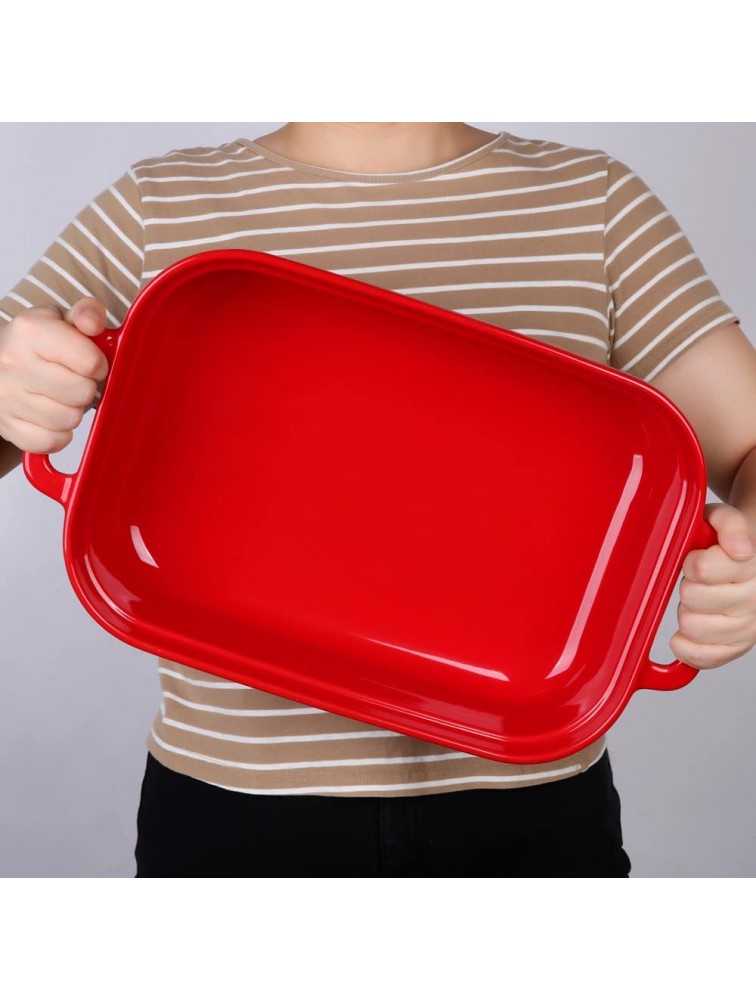 Casserole Dish with Lid for Oven Safe Ceramic Baking Dishes 4.5 QT XX-Large 9x13 3 Deep Bodaon Christmas Lasagna Pan and Bakeware with Lids Red - BCCN8H64Y