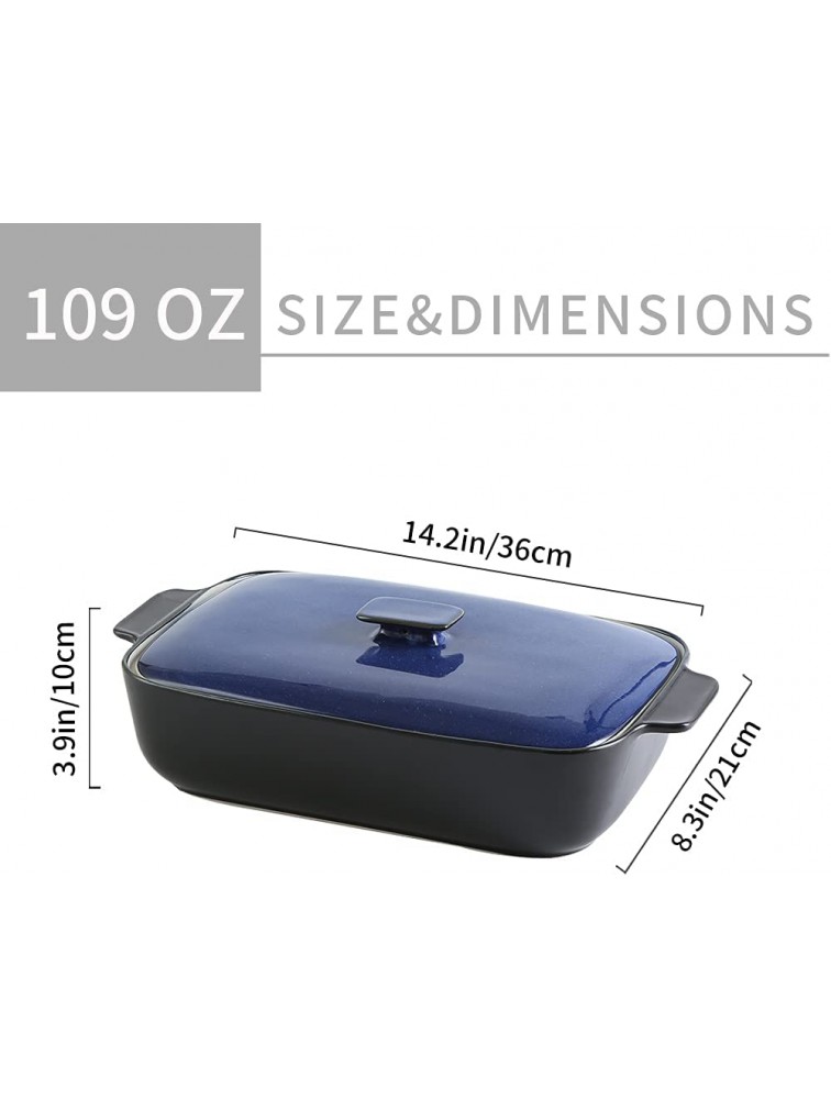 Ceramic Casserole Dish with Lid Covered Rectangular Casserole Dish Set Lasagna Pans with Lid for Cooking Baking dish With Lid for Dinner 14.2 x 8.3 Inches - BBRYMJ897