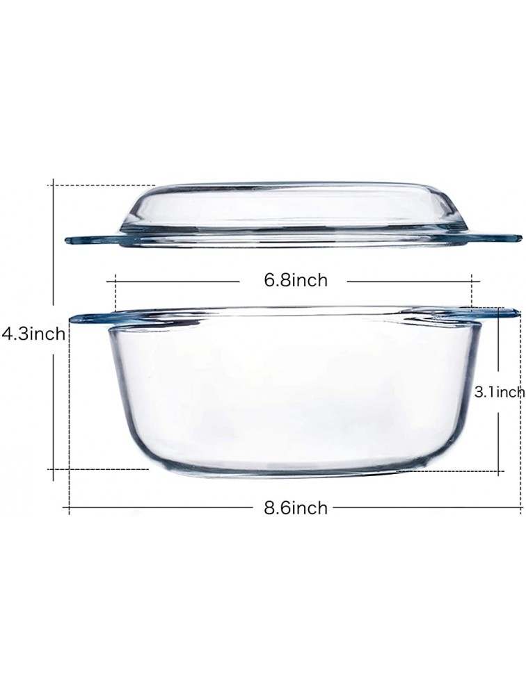 Clear Round Glass Casserole by NUTRIUPS | Oven Proof Glass Baking Dish Round 1.5 L - BXUZU5D3G