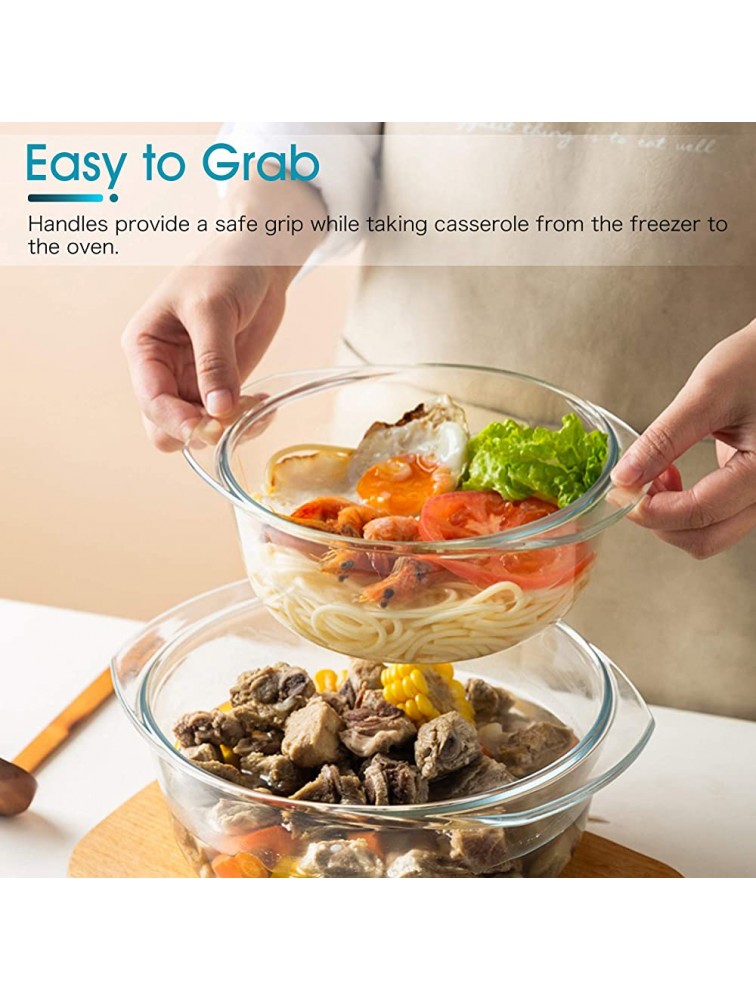 Clear Round Glass Casserole by NUTRIUPS | Oven Proof Glass Baking Dish Round 1.5 L - BXUZU5D3G