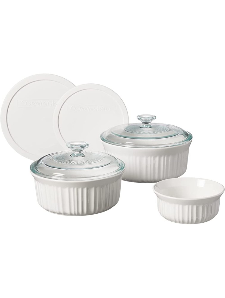 CorningWare French White 7 Piece Ceramic Bakeware Set | Microwave Oven Fridge Freezer and Dishwasher Safe | Resists Chipping and Cracking | Doesn't Absorb Food Odors and Stains - BS26CPJH5