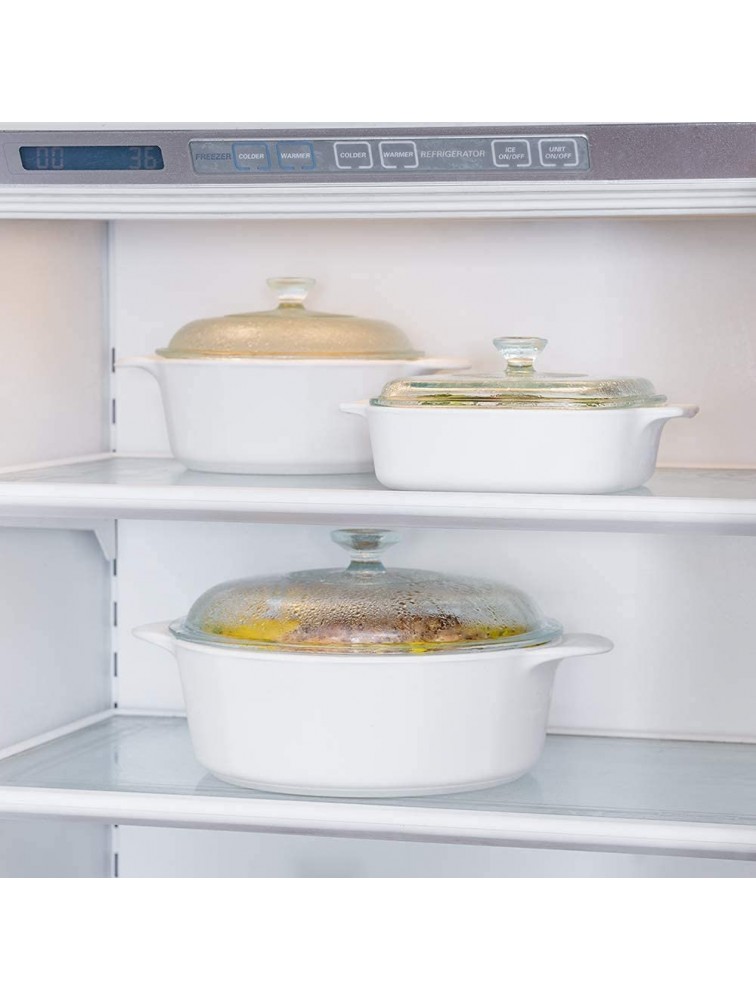CorningWare Pyroceram 4 Dimensions 8-Piece Set Casserole Dishes W Glass Lids Classic Cooking Pot with Handles & Glass Cover 3.5 2.4 2.1 & 1.3 Quart 3.25 2.25 2 & 1.25 Liter Large & Medium Sizes - BF1BP8017