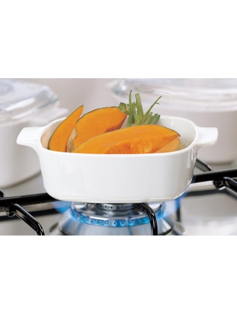 CorningWare Pyroceram 4 Dimensions 8-Piece Set Casserole Dishes W Glass Lids Classic Cooking Pot with Handles & Glass Cover 3.5 2.4 2.1 & 1.3 Quart 3.25 2.25 2 & 1.25 Liter Large & Medium Sizes - BAINCNDSA